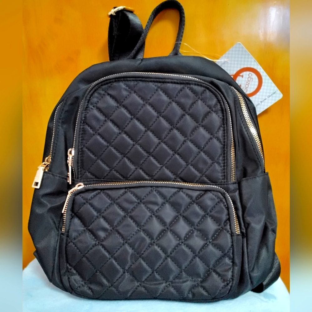 Mini Quilted Black Backpack Purse New